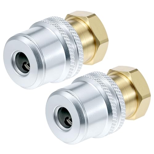 QWORK Air Chuck for Tires, 2 Pack 1/4 FNPT Closed Flow Brass Tire Chuck, Lock on Tire Air Chuck, Locking Tire Inflator