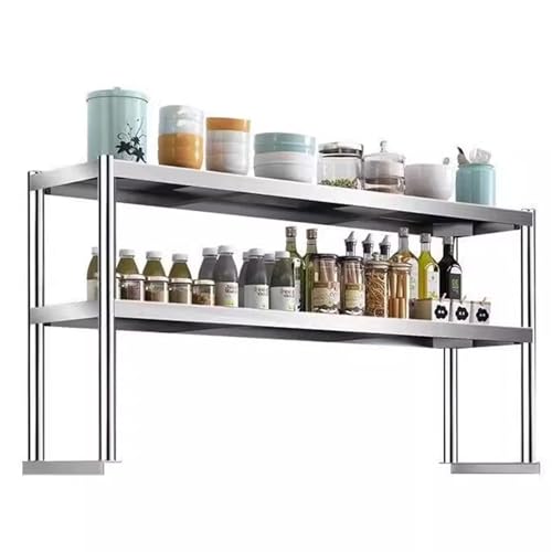 Estante superior ajustable de 2/3 capas para escritorio, estante de acero inoxidable, restaurante, hogar, cocina, garaje, almacén, bar, preparación y mesa de trabajo, estantería de almacenamiento