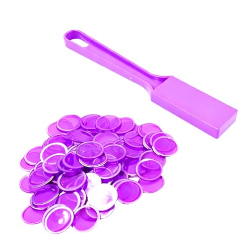 Yotlein Bingo magnético, Kit de Bingo magnético, fichas magnéticas con Palos para Kit de Accesorios de educación científica Stem para Juegos nocturnos Familiares Fichas de lotería (Púrpura)