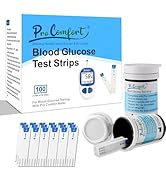 Pro Comfort Blood Glucose Test Strips for Diabetes 100 Count Blood Sugar Test Strip, Used with Pr...