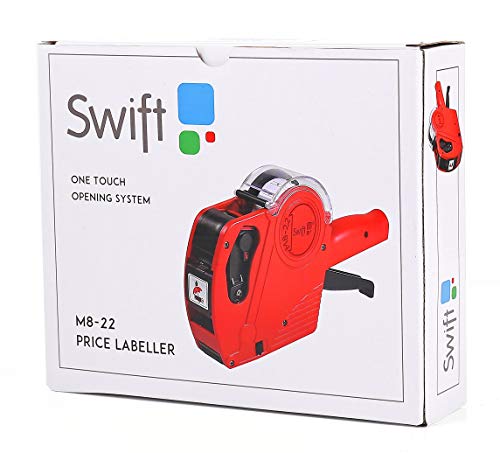 image for Swift Price Gun Kit with 5000 Labels and Spare Ink M8-22 Red, 22x12 mm