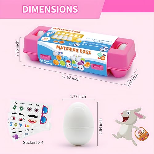 Image of MOONTOY Egg Toy 12 Pieces - Montessori Learning Toy for Toddlers from 1 Year, Motor Skills Game for Colour & Shape Recognition, Sorting Game for Children, Educational Toy for Christmas, Children's Day