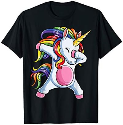 Dabbing Unicorn T shirt Girls Kids Women Rainbow Unicorns