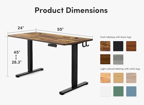 Image of FEZIBO Electric Standing Desk, 55 x 24 Inches Height Adjustable Stand up Desk, Sit Stand Home Office Desk, Computer Desk, Rustic Brown