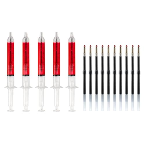 5 Stylos À Bille En Forme De Seringue Et 10 Recharges De Stylo À Bille De Rechange, Stylos À Bille Créatifs, Papeterie Étudiante, Papeterie Fantaisie.