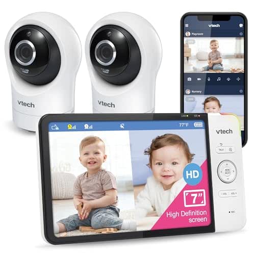 VTech RM7764-2HD Smart WiFi 2 Camera BabyMonitor, 360° Pan&Tilt, 10X
