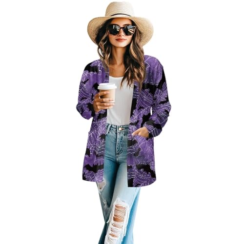 Image of Women's Lightweight Cardigans with Pockets Trendy Long Sleeve Open Front Cardigan Casual Tops Jackets Fall Oufits S-2XL