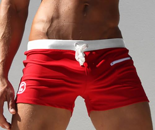 Boys Square Leg Swim Briefs Swimsuit Athletic Swimwear Bathing Suit Swimming Trunks A Red2