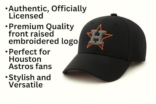 Gorra clásica ajustable con logo de Houston negro miniatura 5