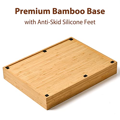 Umilife DBOX2 Bamboo Kitchen Drawer Organizer, 13 Inch Silverware Utensil Tray Holder, Extra Deep Grooved Drawer Divider, 7 Slots Total Bamboo Wood Caddy For Flatware Cutlery Knives thumb #3