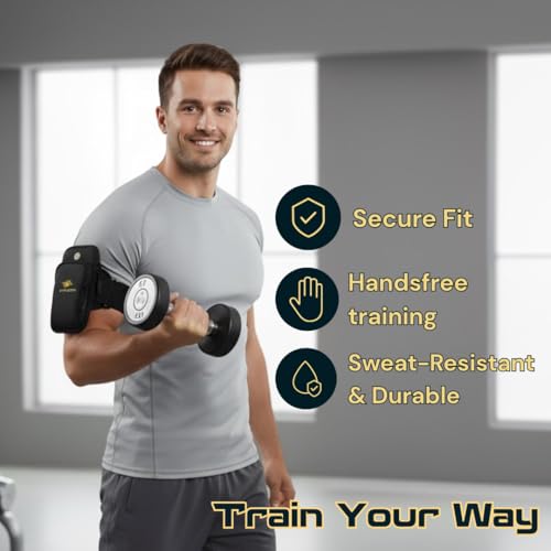 Image of FitNation Arm Band for Phone for Running - Water Resistant Phone Running Phone Holder - Adjustable Belt Cell Phone Wallet (FITIZEN Black)