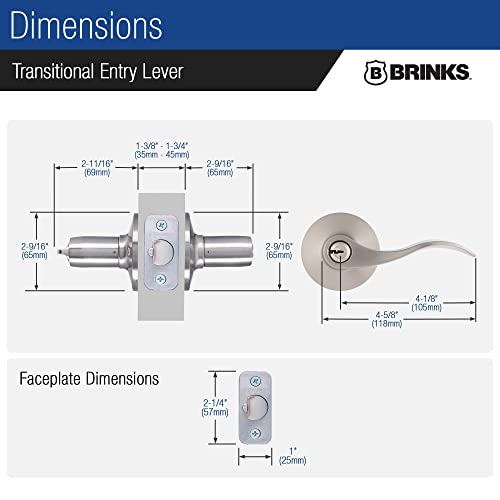 Brinks – Transitional Keyed Entry Wave Door Lever, Satin Nickel - Designed For Traditional And Transitional Homes And Blends Seamlessly With Interior Décor #TOP4