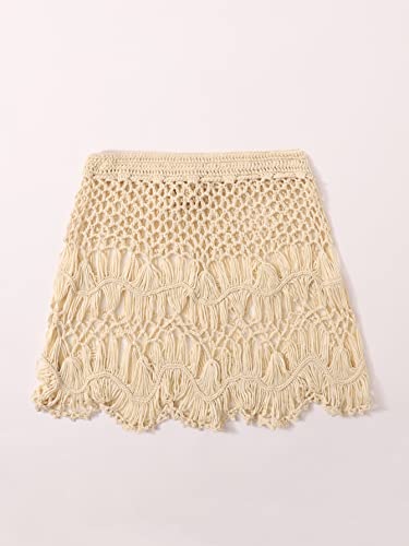 Image of Floerns Women's Bathing Suit Tie Waist Crochet Beach Cover Up Skirt