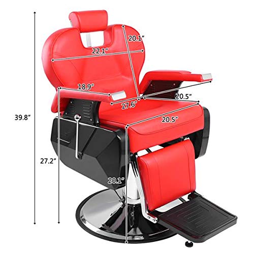 Miniatura 2 de Paddie Silla de peluquería roja reclinable hidráulica profesional de alta resistencia para peluqueríapeluquería