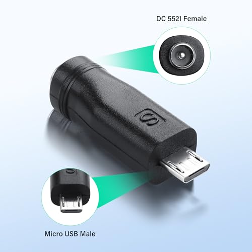 SinLoon 5 PCS USB Micro a DC Adaptador 5.5 x 2.1mm miniatura 2