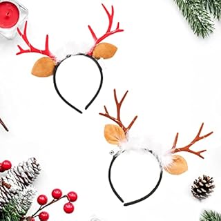 Aedcbaide 2Pcs Christmas Headband, 3 Kinds of LED Lighting Effects Feather Animal Antler Ear Hair Headband, Light up Deer and Flower Headwear Hair Accessories for Christmas Halloween (Feather)
