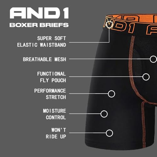 Pesail AND1 Sport Boxershorts 5er Pack Unterwäsche Herren Unterhosen Männer Retroshorts Boxer Brief Sportunterwäsche Retro Pants Mit regulärem oder langem Bein (5er,XL)