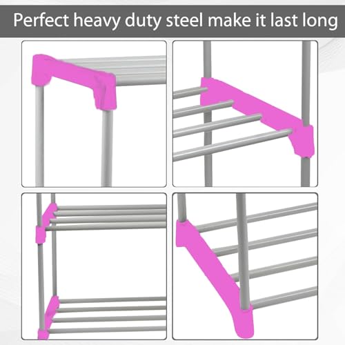 Image of 4 Layer Modern Simple Home Library, Book Stand Book Shelf with Storage Display Rack Open Bookcase Showcase Stand Book Rack for Study Room (Pink)