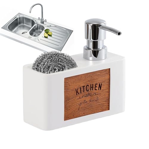 ソープディスペンサー | 詰め替え可能 ポンプ ボトル - 食器用 石鹸 容器 - 家庭用 室内用 手洗い 壁掛け 農家風 カウンター シンク バスルーム用