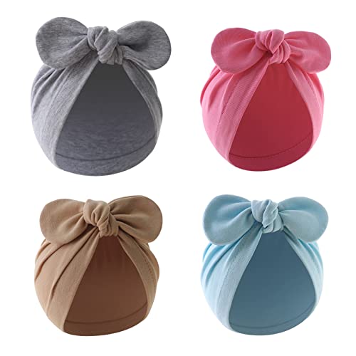 Baby Bowknot Large Bow Turban Hat for Newborn Boys Girl 0-12M Soft Breathable Headdress Photo Hat,Cotton4