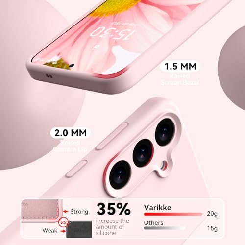 Varikke for Samsung Galaxy S25 Case, Liquid Silicone Upgrade [Camera Protection] [Anti-Scratch Microfiber Lining] Slim Soft Touch Gel Rubber Shockproof Phone Case for Galaxy S25 6.2", Chalk Pink by Varikke - Image 6