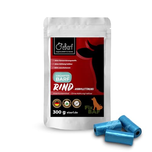 Frostfutter Perleberg Fix-BAF Nassfutter Rind | 39 x 300 g | Hochwertiges Nassfutter mit Rind & Gemüse | Getreidefrei, schonend gegart & Lange haltbar | 100% natürlich | Alleinfuttermittel für Hunde
