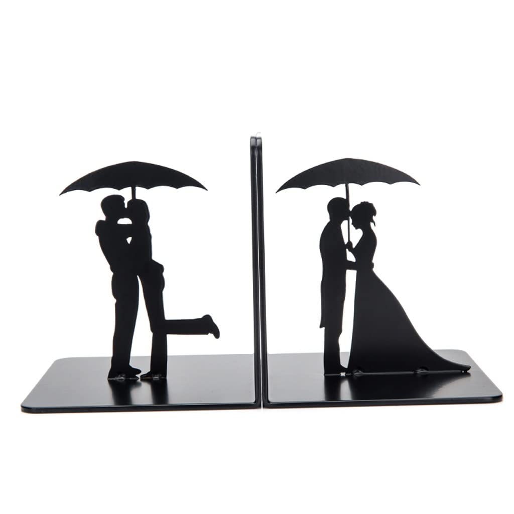 Book Ends Stainless Steel Bookends, Heavy Decorative Book Stoppers With Non-Skid Bottom, Ends For Shelves, Bookend Support Decor For Home Office(A)