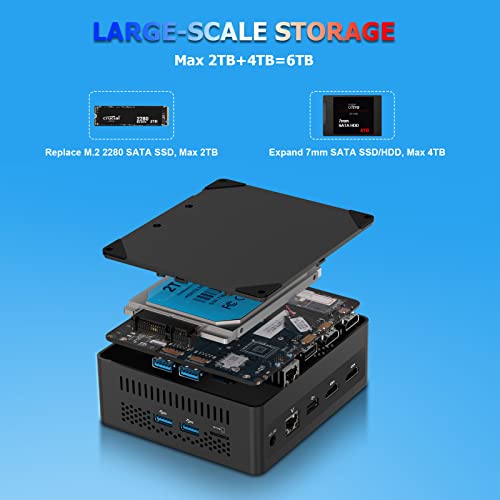 AWOW Mini PC, Intel Celeron J4105 8GB DDR4, 256GB M.2 SATA SSD, Mini Desktop Computer, AL34 Micro PC, 4K@60Hz, Dual HDMI2.0, 2.4G/5G Dual WiFi, Gigabit Ethernet, 5 X USB, BT4.2 – Bild 7