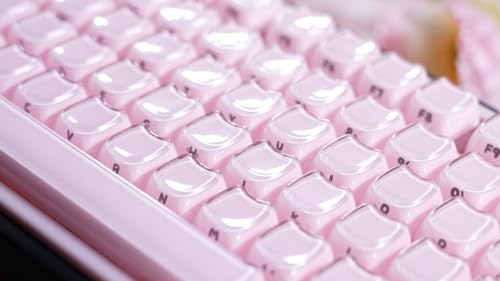 Image of ZORNHER UR82 Wireless Mechanical Keyboard, 75% Pink & Black Creamy Keyboard with Glossy Jelly Cat-Ear Keycaps,Hot-Swappable RGB Gaming Keyboard for Windows /Mac, BT /2.4G /USB-C