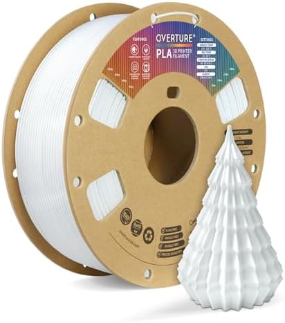 OVERTURE PLA Filament 1.75mm, Neatly Wound 3D Printer Filament 1kg Spool (2.2lbs), Dimensional Accuracy +/- 0.02 mm, Fit Most FDM 3D Printers (Cold White 1-Pack)