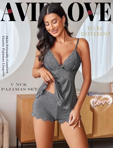 Image of Avidlove Womens Sweetness Cami Set Lace Camisole Lingerie Nightwear Sexy Pajamas Lounge Sets
