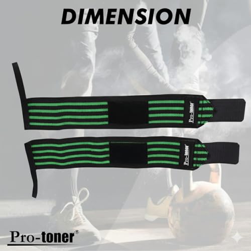 Image of Pro-toner Multipurpose Wrist Support Strap, Adjustable Weightlifting Wrist Wrap for Gym Training (Black green)