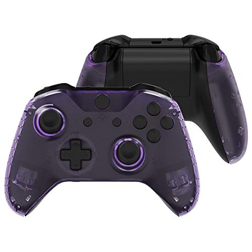 Image of eXtremeRate Transparent Clear Atomic Purple Faceplate Side Rails for Xbox One Wireless Controller Model 1708, Replacement Front Housing Shell Panels for Xbox One X & One S Controller