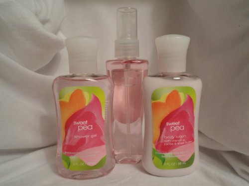 Bath & Body Works Sweet Pea Gift Set Travel Size Lotion, Shower Gel, and Body Spray