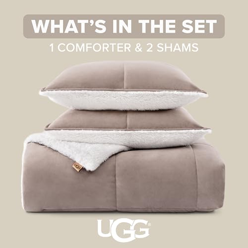 UGG Blissful Queen Comforter Set, Cozy & Reversible, 3-Piece, Brown Fawn - image 2