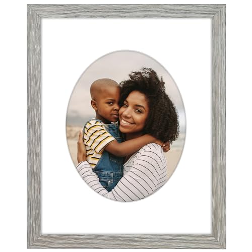 Americanflat 8x10 Picture Frame - Oval Mat - Engineered Wood - Driftwood