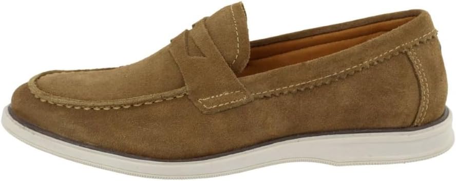 Mocassim Loafer Masculino Couro Camurça Nobre Calce Facil Old Money Solado TR Confortavel Macio