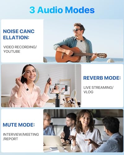 Image of VELOMAX Wireless Mic for Youtubers, Noise Cancellation Wireless Microphone with 164FT, 16H Battery Mic for YouTube Wireless, Microphone for Recording, Vlogging (Type-C Port (Without Charging Case))