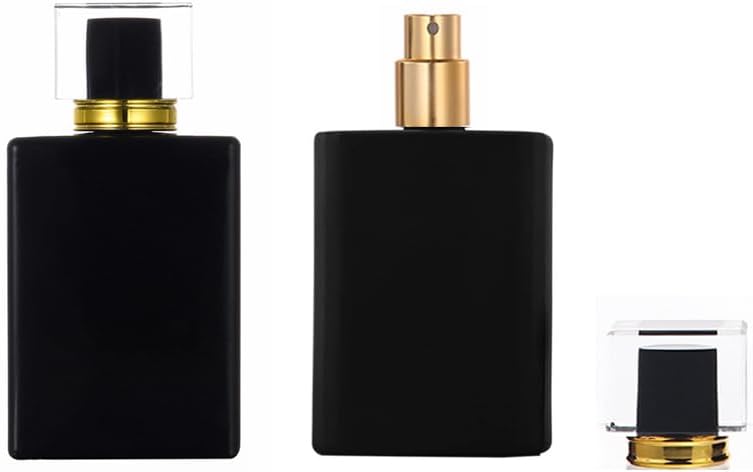 2 Pack 50ml Glass Perfume Atomizer, Black Empty Spray Bottle, Portable Fragrance Fine Mist Spray Bottle Dispenser for Travel