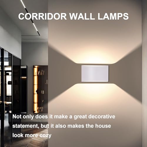 Image of KICAAO Modern LED Wall Sconce,Warm White 3000K,Hardwired Indoor Wall Lights Set of 2 Up and Down Wall Mount Light for Living Room Bedroom Hallway Corridor Conservatory(with G9 Bulbs) (White-4PCS)