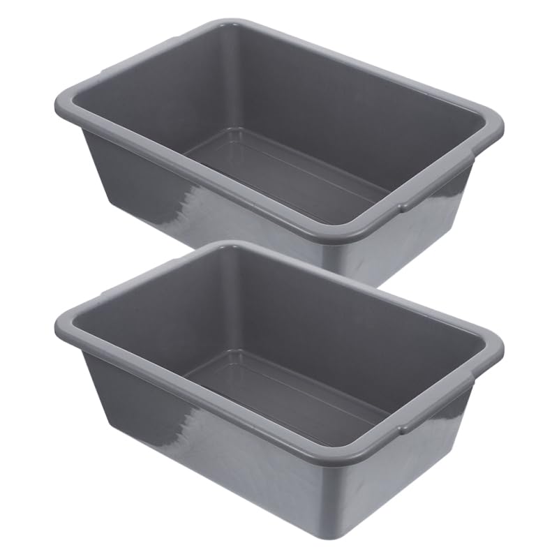2pcs Restaurant Commercial Plastic Rectangular Tub Handles Dish Washing Basin Tote Box