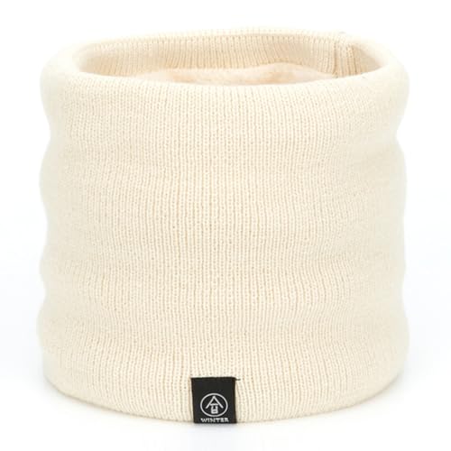 HGDGears Winter Neck Warmer for Men and Women,Thermal Scarf,Double-Layer Thicken Windproof Scarves,Knitted Snood Sports,Motorcycles,Bicycles and Skiing (Beige)