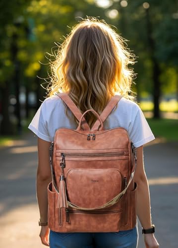 Image of Shrrie Vegan Leather Laptop Backpack for Women 15.6 inch Work Backpack Fashion Travel Backpack Purse for Business College