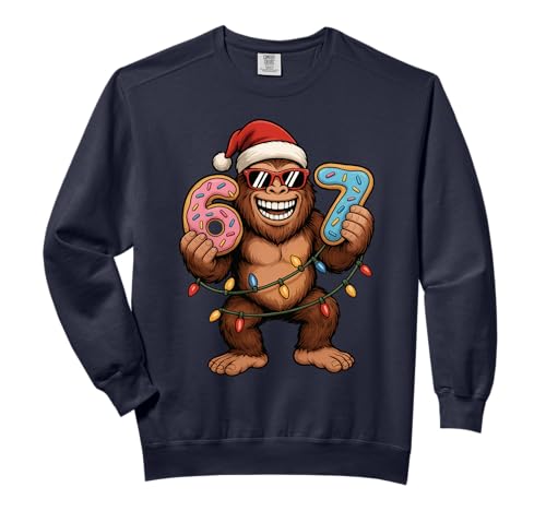 Funny 67 Meme Christmas Bigfoot For Kids Teens Comfort Colors Adult Sweatshirt