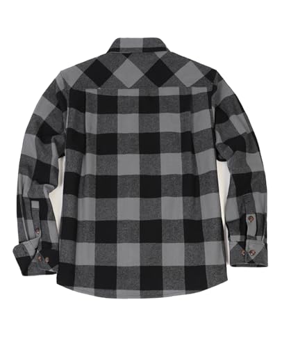 Men's Heavyweight Buffalo Plaid Flannel Shirt Casual Button Down Brushed Flannel Shirts,100% Cotton2