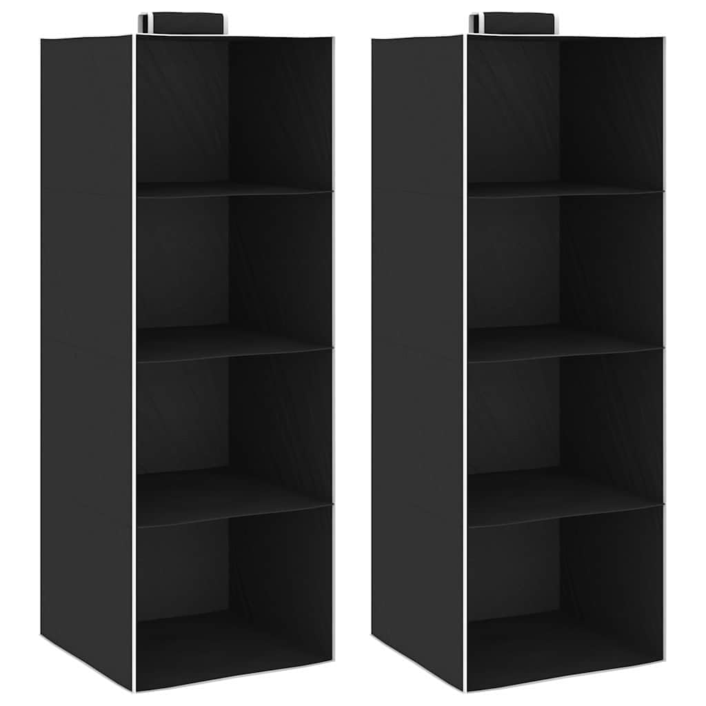 Hängeaufbewahrung für Schränke 2 Stk Stoff mit 4 Fächern, faltbar und platzsparend, schwarz weiß, 30 x 30 x 84 cm, Organizer für Kleiderschrank, Schlafzimmer, Flur, Wohnzimmer, Waschküche