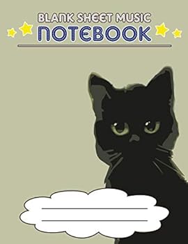 Paperback Blank Sheet Music Notebook: Wide Staff Manuscript Paper Notebook, 8 Large Staves Per Page (Black Cat) Book