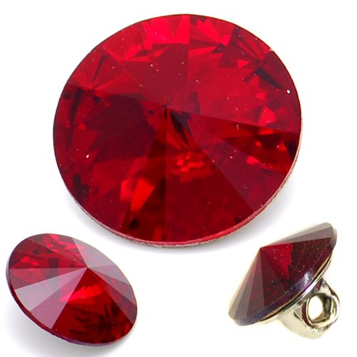 6-Pcs 12Mm Austria Crystal 1122 Rivoli Button With Shank, Sw-1122Bt (Light Siam) #TOP1