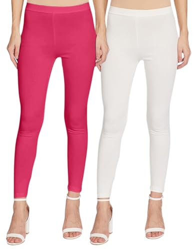 Image of JUNEBERRY Pure Cotton Skinny Fit Ankle Length Leggings Combo (Pack of 2)