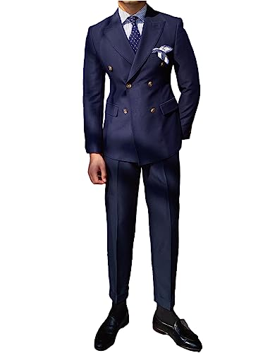 Men's Uniform Suit 2-Piece Double Breasted Jacket Formal Wedding Prom Classic Fit Tuxedos